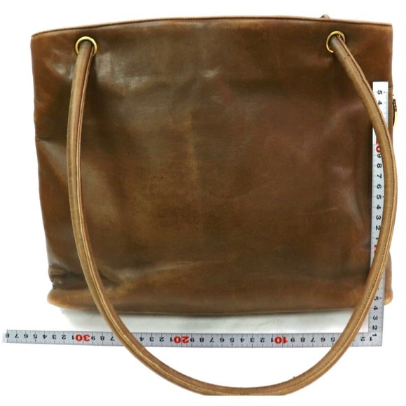Auth Chanel Brown Leather Tote Bag Large #3655C30 - Picture 2 of 8